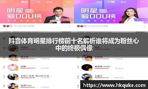 抖音体育明星排行榜前十名解析谁将成为粉丝心中的终极偶像